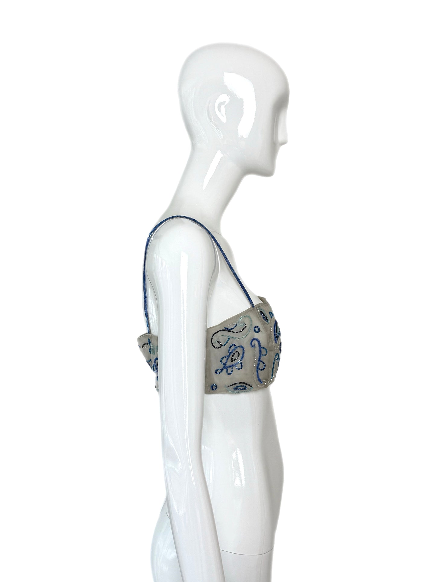 EMPORIO ARMANI 2001 Vintage Runway Silk Embellished Bandeau Top