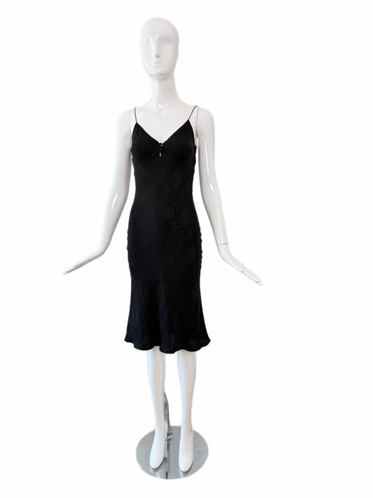 JOHN GALLIANO 1999 Vintage Silk Floral Brocade Little Black Dress