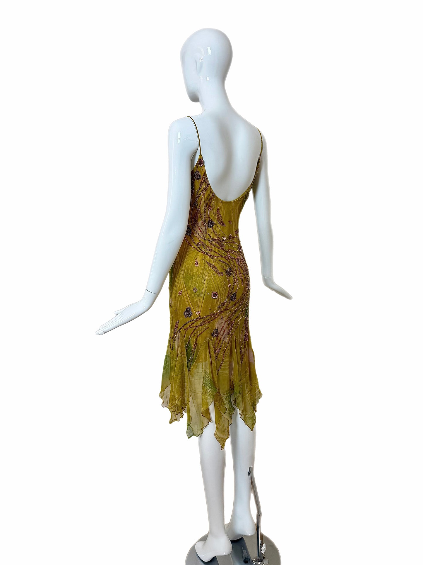 SUE WONG 2000's Vintage Silk Beaded Romantic Fairy Pixie Dress