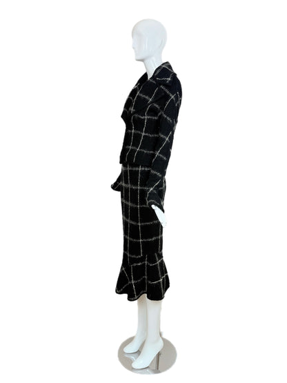JOHN GALLIANO 1998 Vintage Black + White Skirt Suit