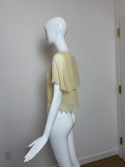 CHANEL 2003 Vintage Runway Silk Vanilla Blouse