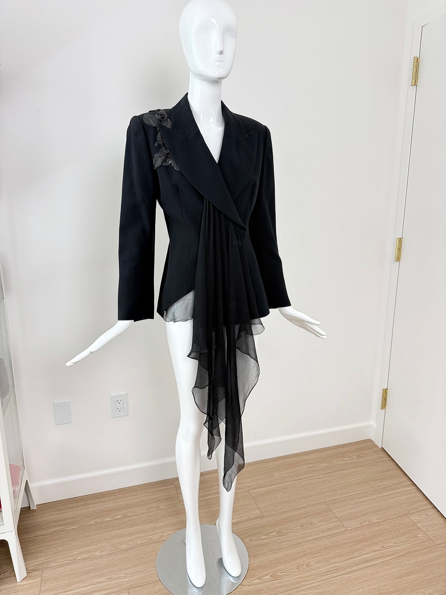 DIOR by GIANFRANCO FERRE 1995 Vintage Embellished Black Power Jacket