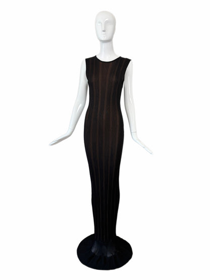 AZZEDINE ALAIA 1996 Vintage Iconic Extra Long Pointelle Knit Mermaid Gown