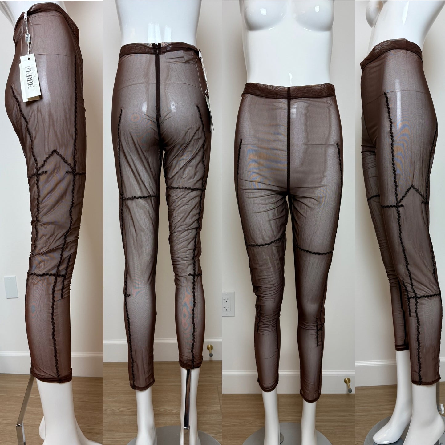 GIANFRANCO FERRE 1993 Brown Sheer High Waisted Leggings
