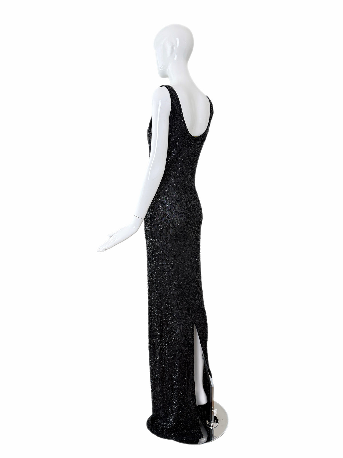 Donna Karan Vintage Black Semi-Sheer Sequined Long Gown