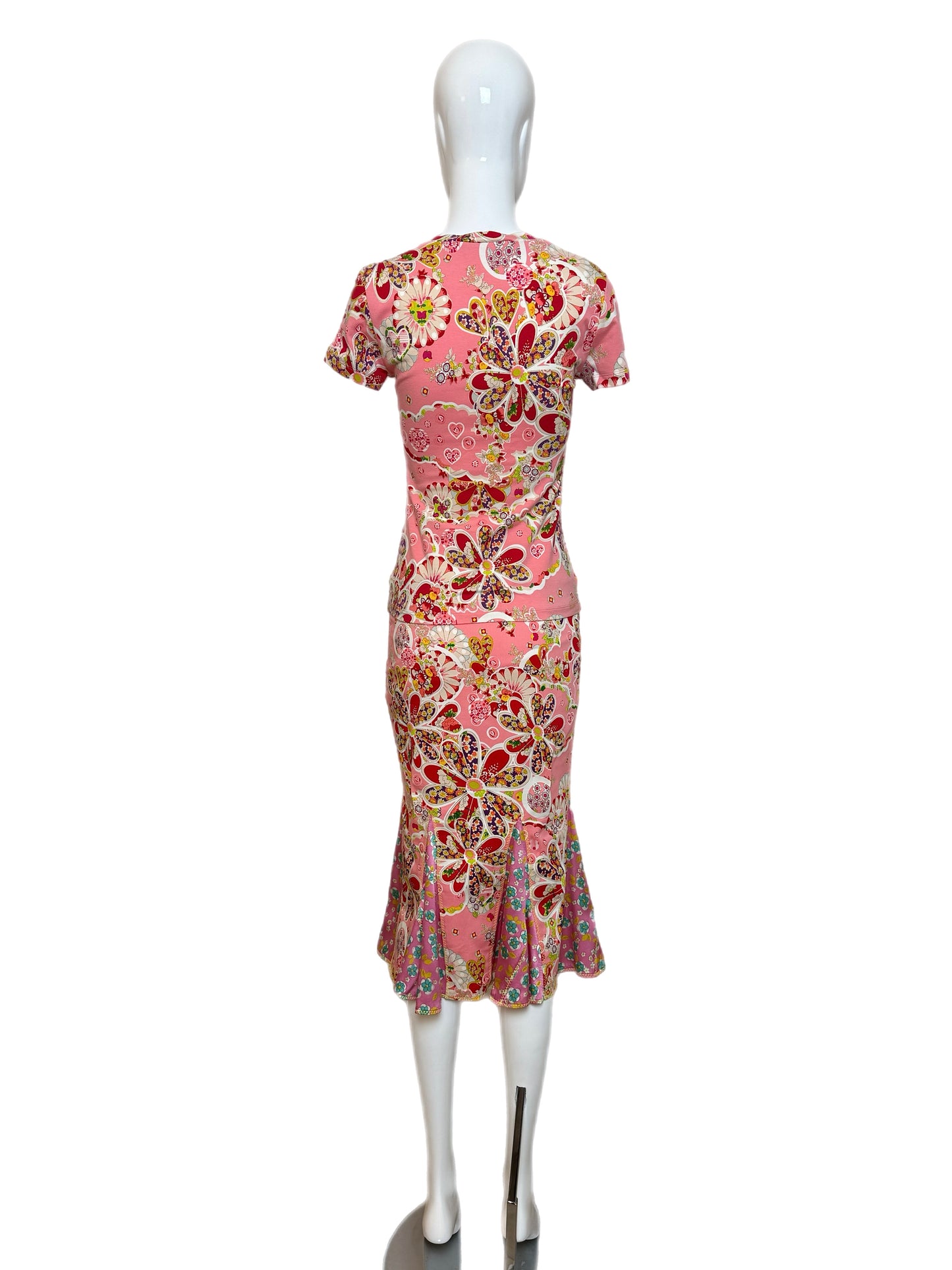 JOHN GALLIANO 2006 Vintage Pink Floral Skirt Set