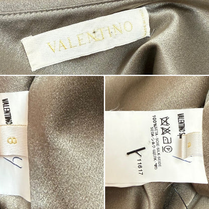 VALENTINO Vintage Silk Crystal Embellished Pewter Evening Gown