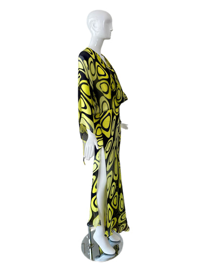 ROBERTO CAVALLI 2001 Vintage Runway Silk Psychedelic Maxi Gown