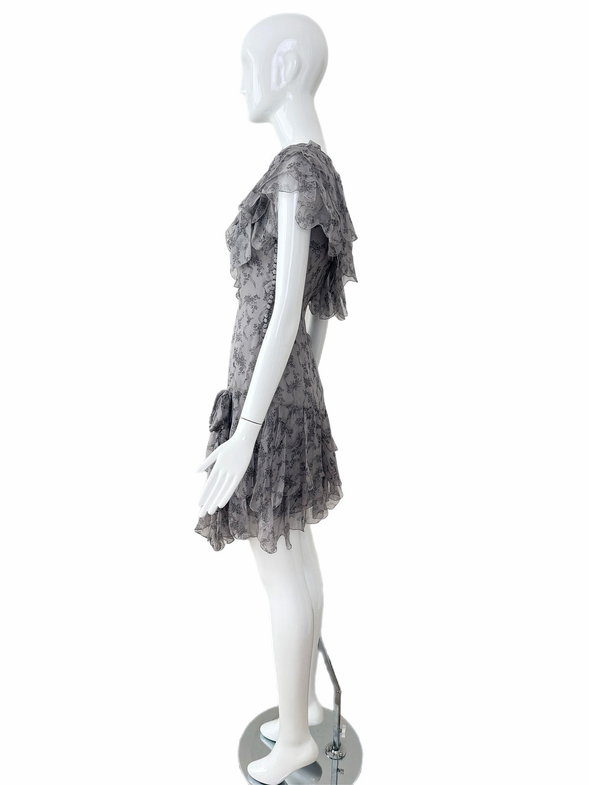 DIOR by JOHN GALLIANO 2010 Vintage Runway Silk Grey Ruffle Dress