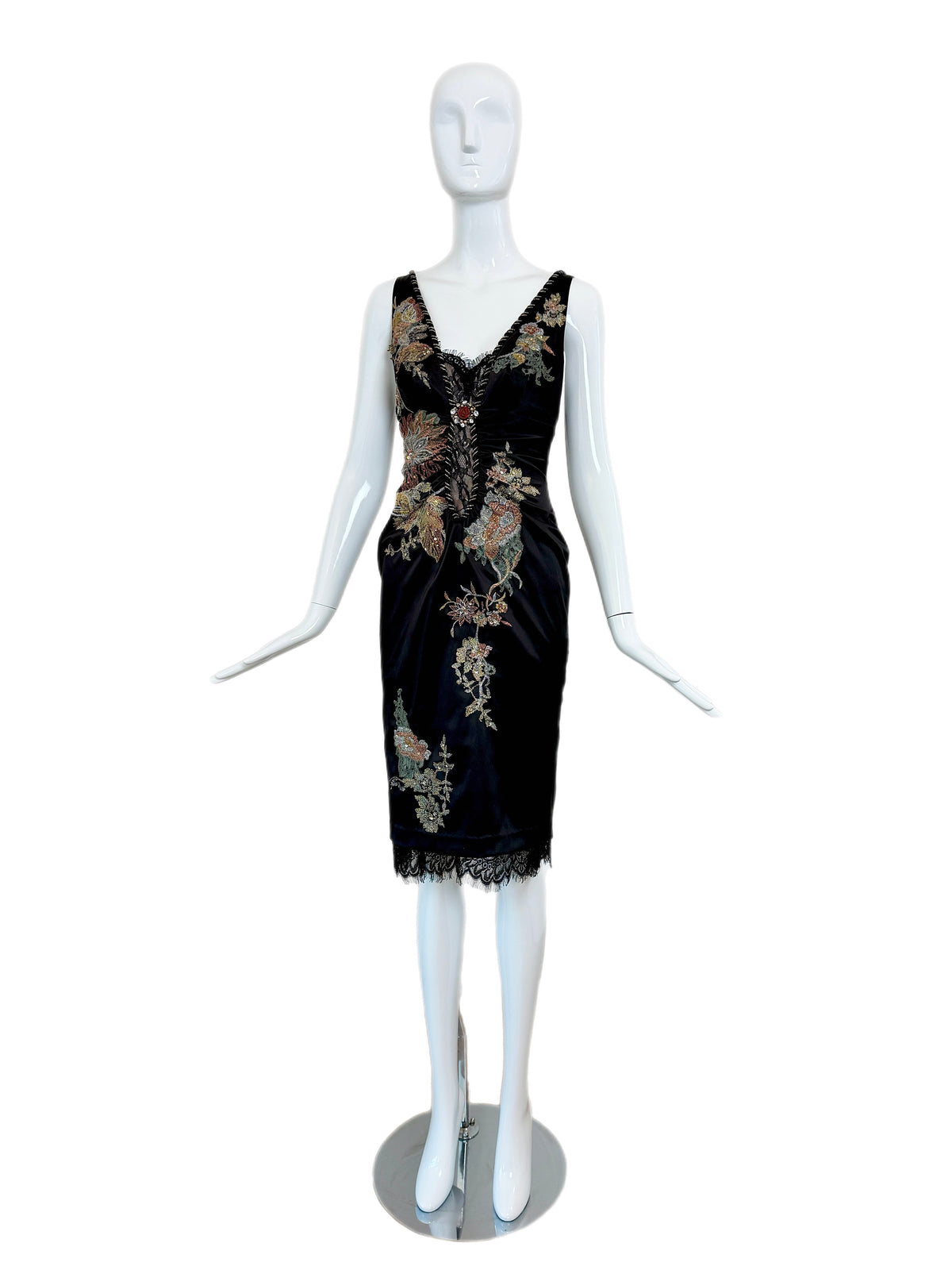 Julian Joyce by Mandalay Vintage Y2K Black Lace Embellished Cocktail Dress