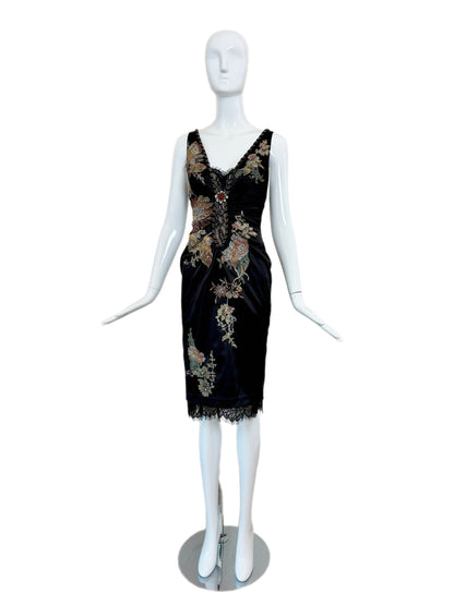 Julian Joyce by Mandalay Vintage Y2K Black Lace Embellished Cocktail Dress