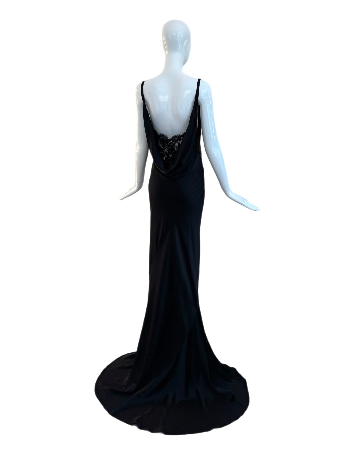 LES HABITUDES 2016 Black Silk Cowl Evening Gown