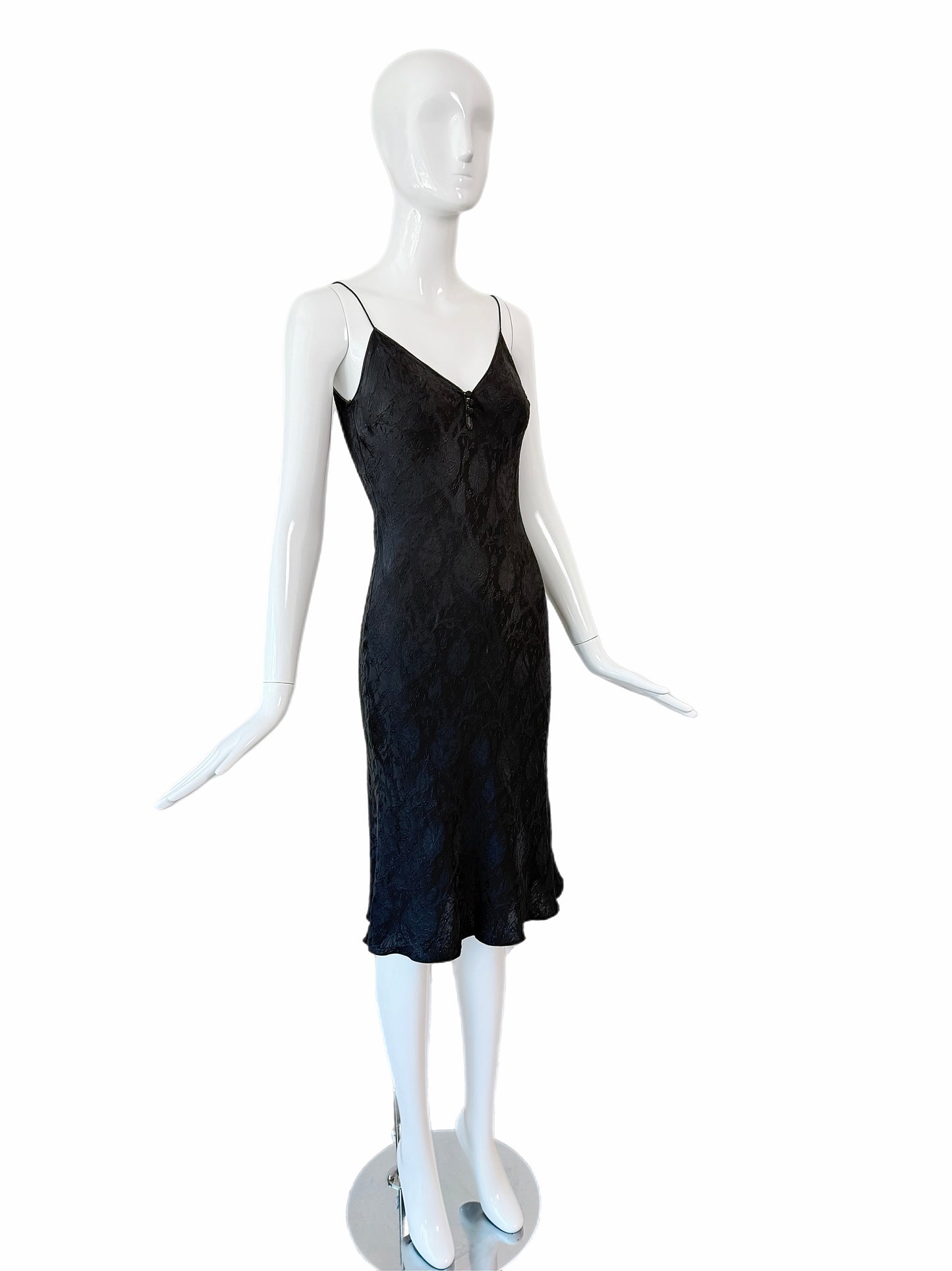 JOHN GALLIANO 1999 Vintage Silk Floral Brocade Little Black Dress
