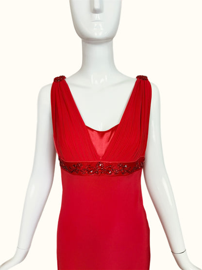 DIOR by Gianfranco Ferre 80s/90s Vintage Numbered Hot Red Silk Evening Gown