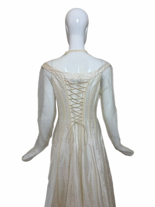 KAAT TILLEY 90's Vintage Ivory Silk Long Sleeve Bridal Gown