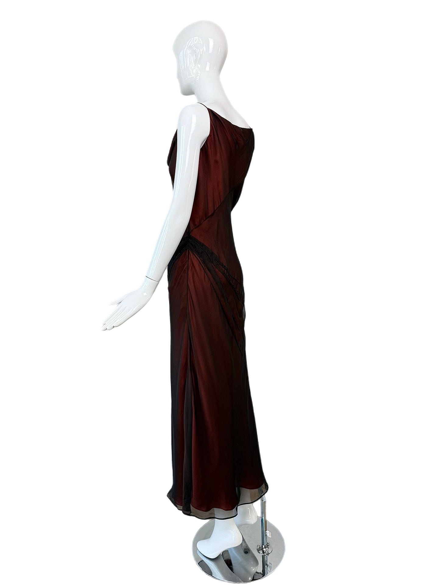 RICHARD TYLER COUTURE 90's Vintage Silk Black + Orange Gown