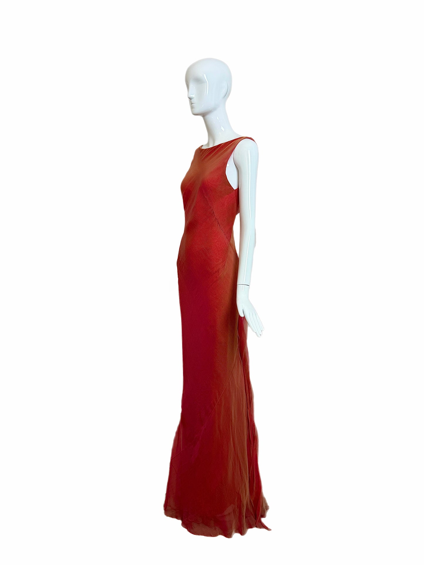 DANES 90'S Vintage Orange Ombre Evening Gown w. Shawl