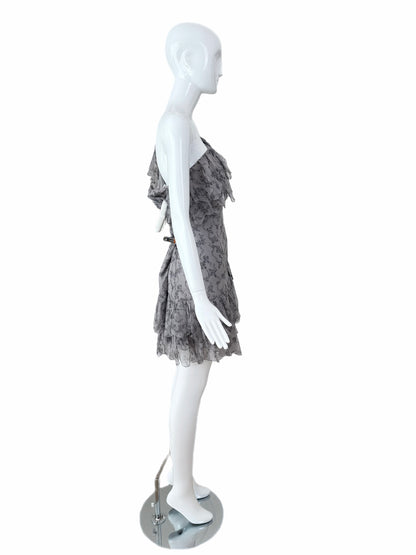 DIOR by JOHN GALLIANO 2010 Vintage Runway Silk Grey Ruffle Dress