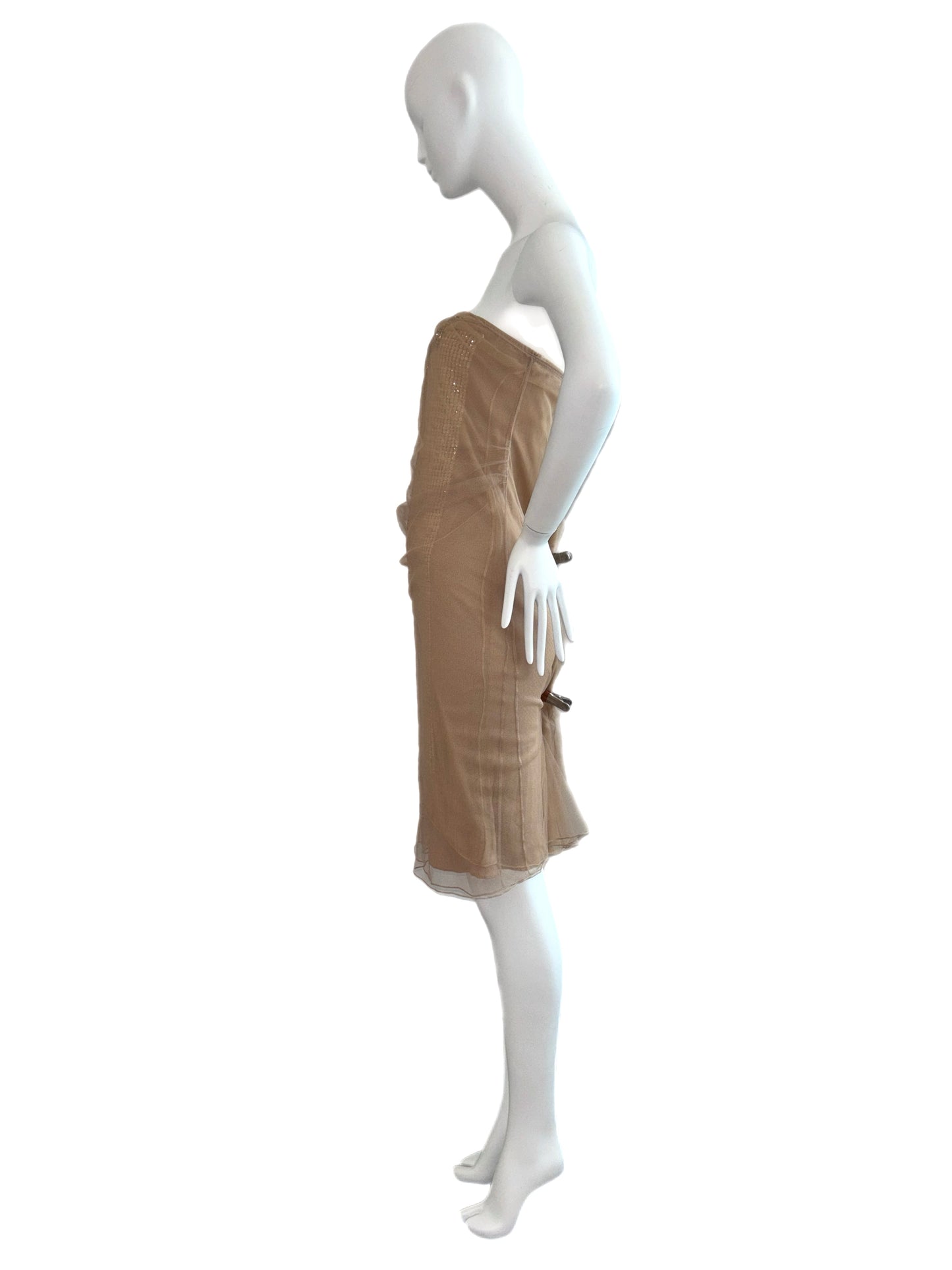 DONNA KARAN Vintage Sand Embellished Dress