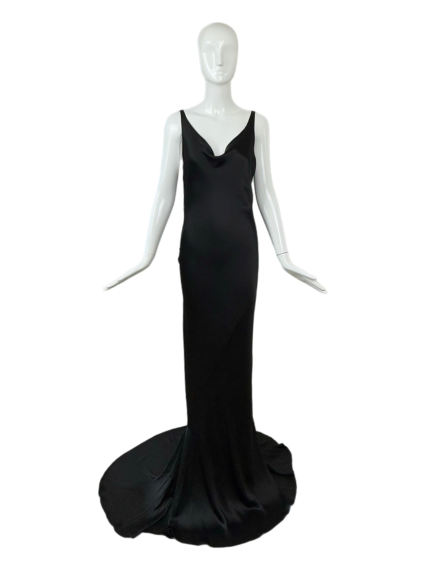 LES HABITUDES 2016 Black Silk Cowl Evening Gown
