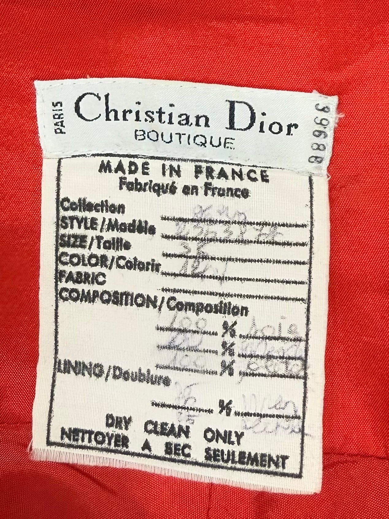DIOR by Gianfranco Ferre 80s/90s Vintage Numbered Hot Red Silk Evening Gown