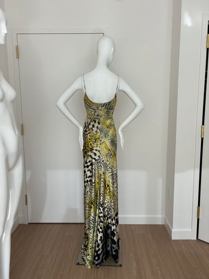 ROBERTO CAVALLI 2003 Vintage Runway Print Silk Pyschedelic Gown