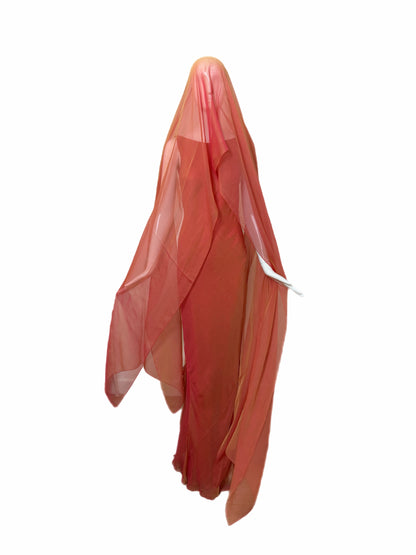 DANES 90'S Vintage Orange Ombre Evening Gown w. Shawl