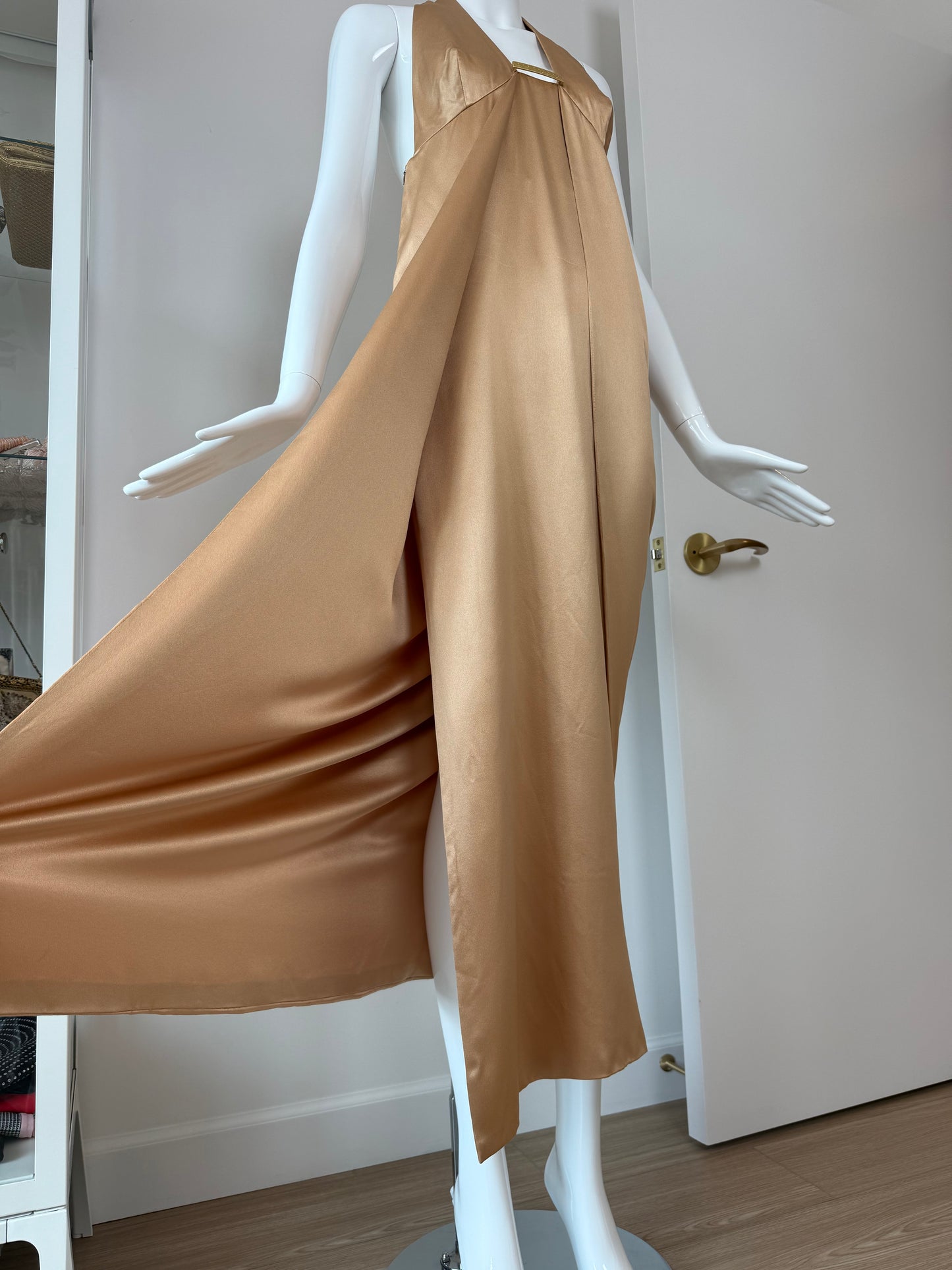 GIANNI VERSACE 90's Vintage Silk Champagne Gold Evening Gown