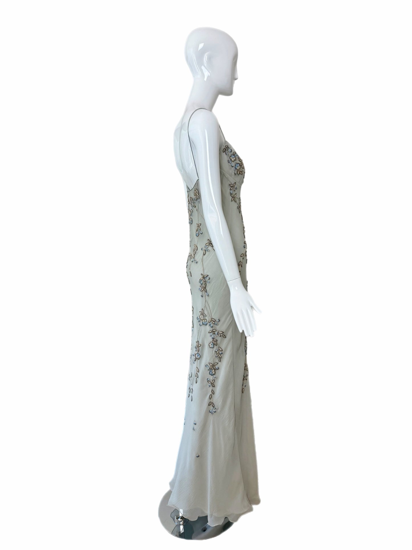 EAVIS & BROWN 90's Vintage Couture Silk Hand Beaded Embroidered Gown