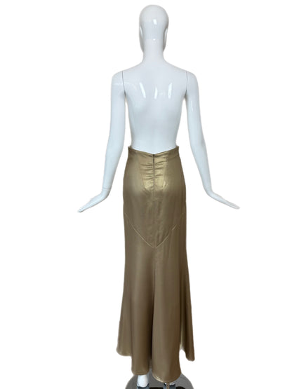 ESCADA Silk Bronzy Gold Paneled Maxi Evening Skirt