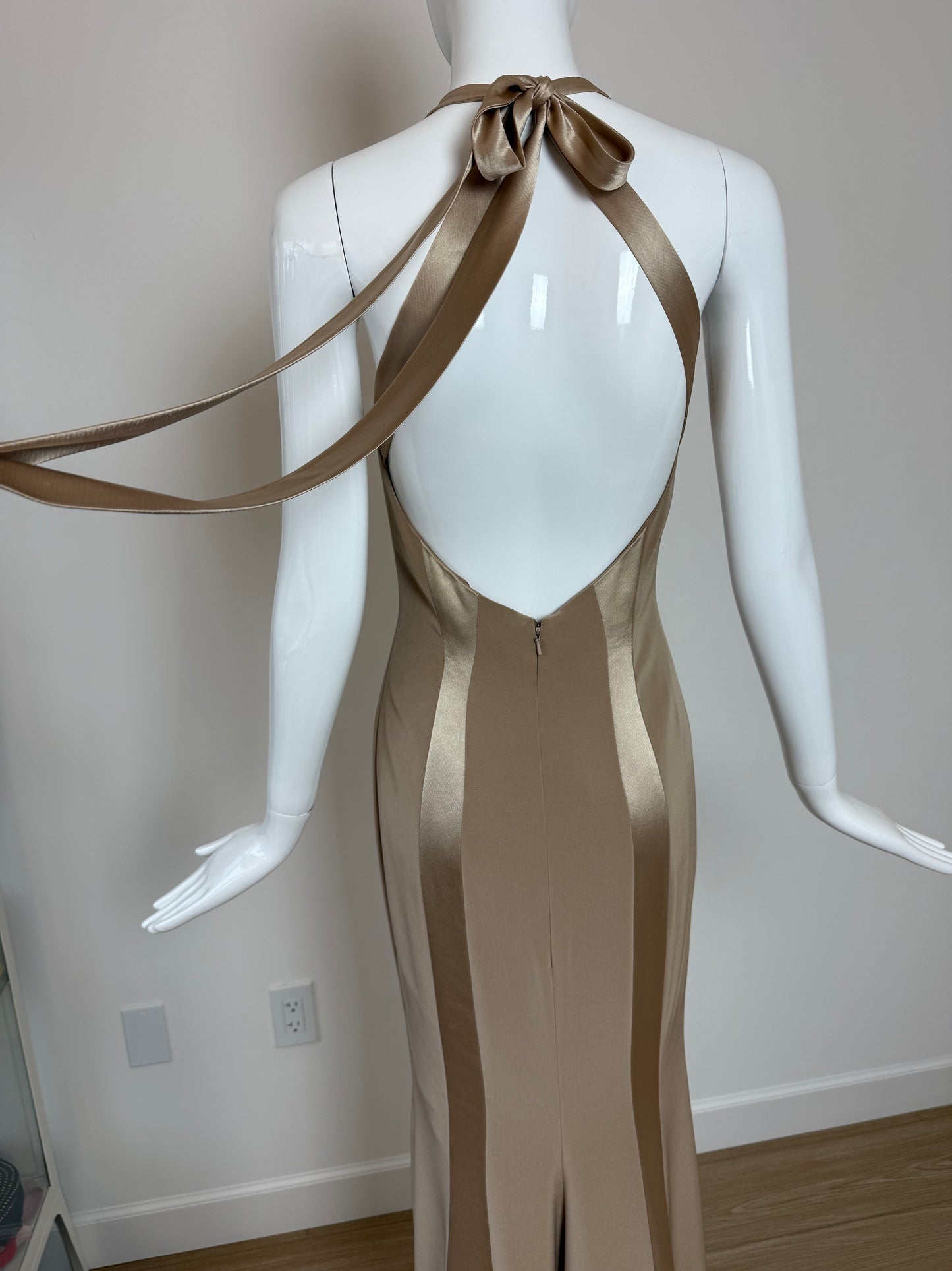 BOB MACKIE 1997 Vintage Runway Beige Evening Gown