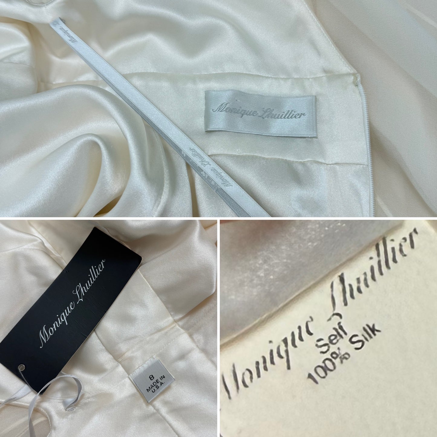 MONIQUE LHUILLIER 2007 Vintage Runway Flower Motif Bridal Gown