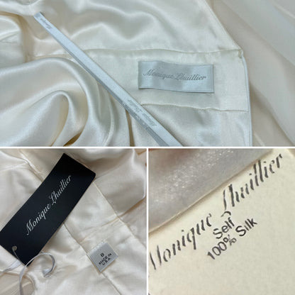 MONIQUE LHUILLIER 2007 Vintage Runway Flower Motif Bridal Gown