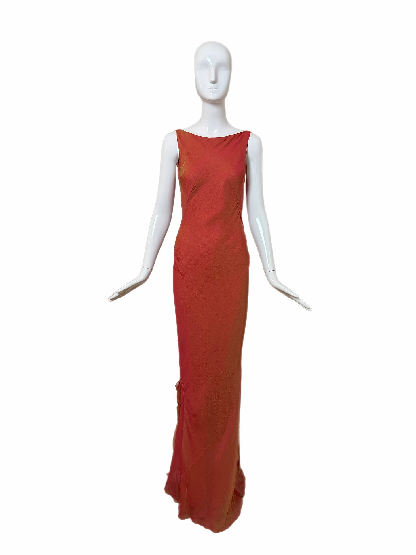 DANES 90'S Vintage Orange Ombre Evening Gown w. Shawl