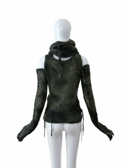 JUNYA WANTANABE COMME DES GARCONS 2006 Vintage Runway Style Grunge 3 Piece Sweater