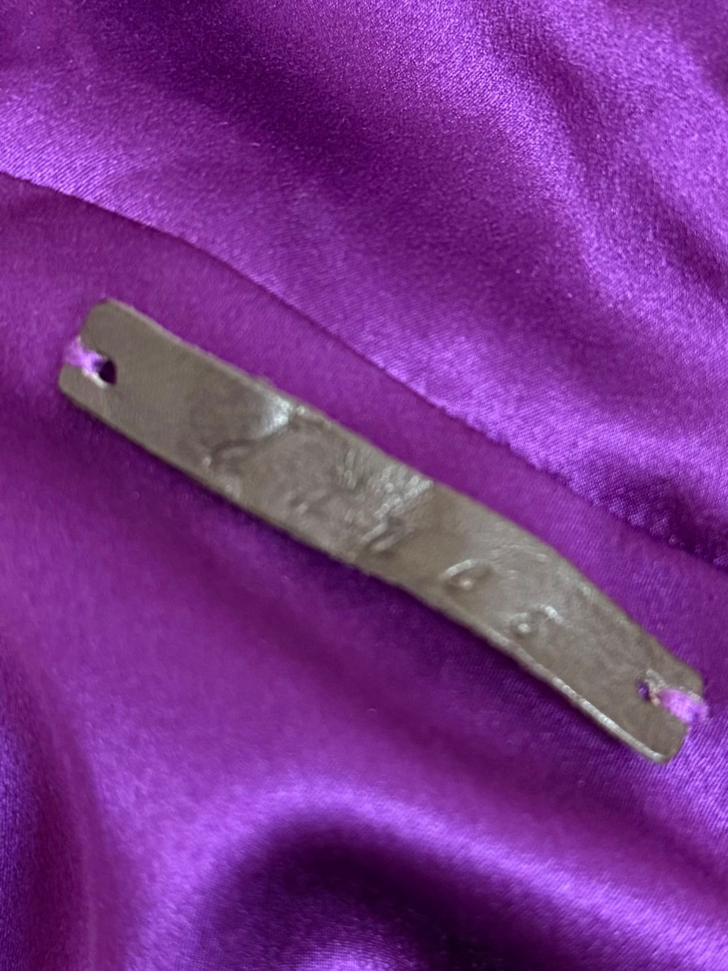 DANES Vintage Purple Iridescent Silk Back Cut-Out Evening Gown