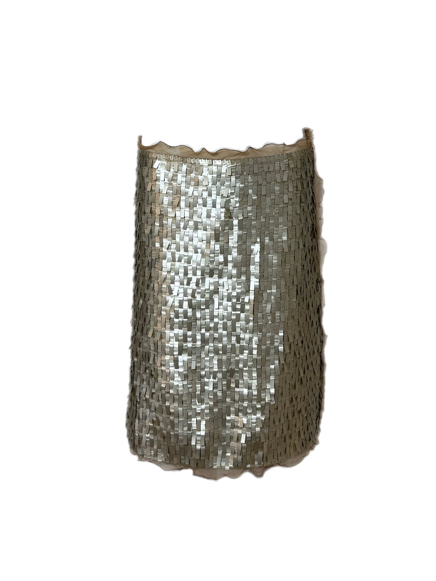 FENDI 2000 Vintage Gold Embellished Silk Ruffle Skirt