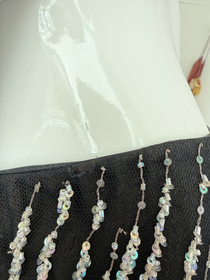 VERA WANG 1999 Vintage Iridescent Beaded & Sequin Column Evening Gown