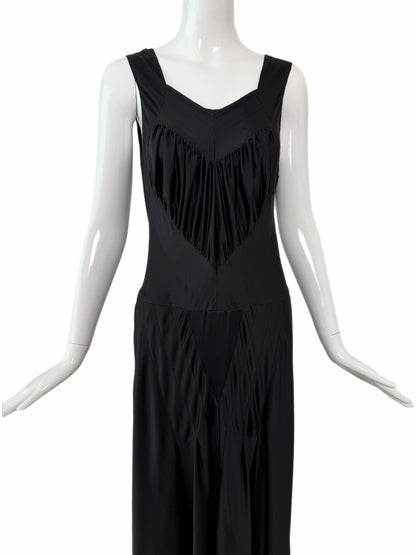 VERA WANG c. 2012 Liquid Silk Ruched Black Backless Evening Gown