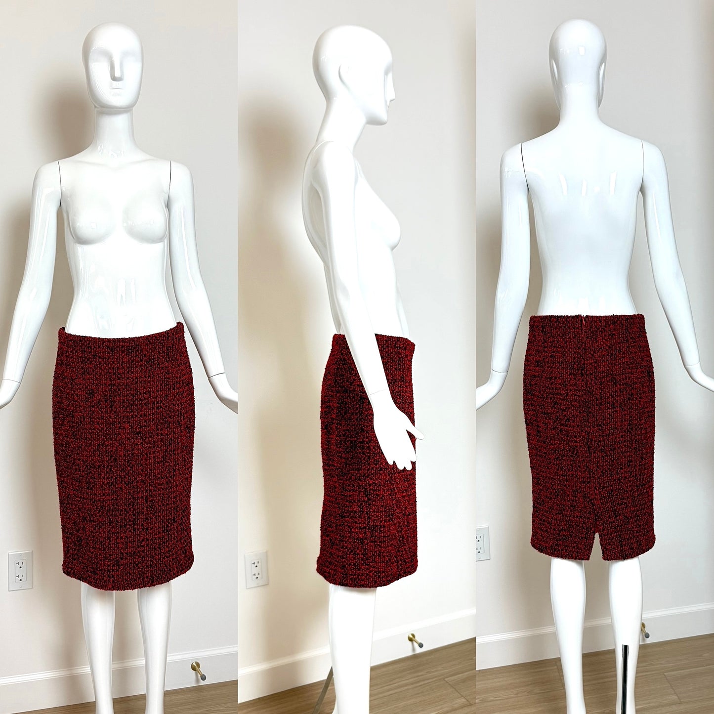 GIANNI VERSACE 1995 Vintage Runway Red & Black Skirt Suit