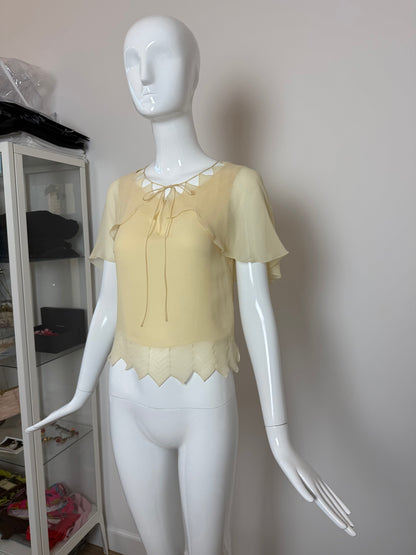 CHANEL 2003 Vintage Runway Silk Vanilla Blouse