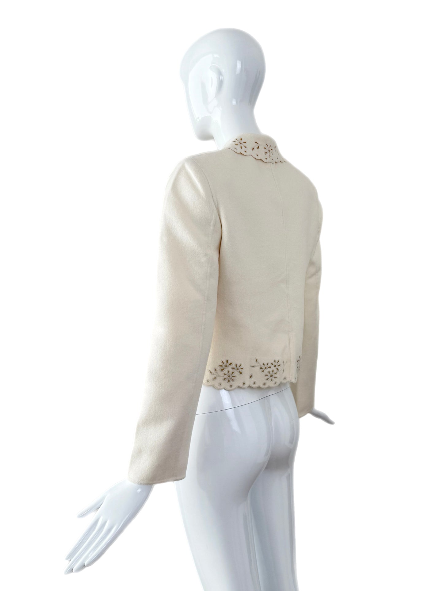 VALENTINO 1998 Vintage Ivory Eyelet Blazer Jacket