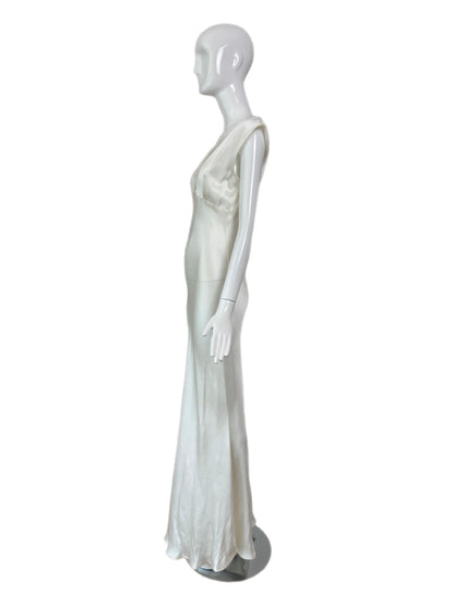 LES HABITUDES 90's Vintage Ivory Crinkle Effect Gown