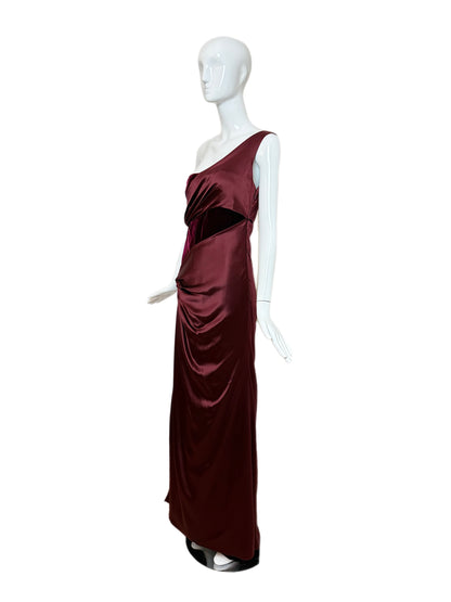 VALENTINO 2007 Vintage Runway Burgundy One Shoulder Ball Gown