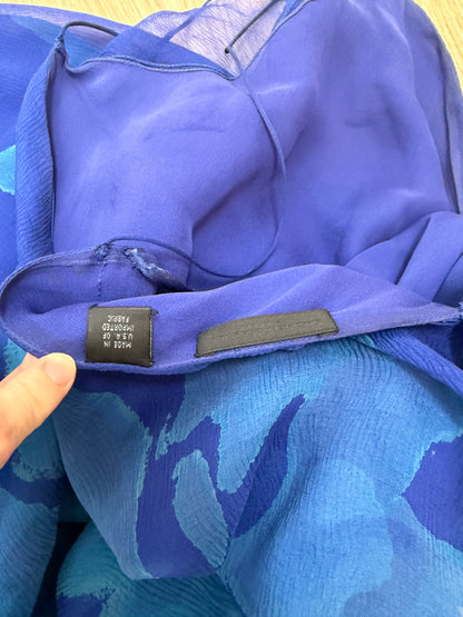 DONNA KARAN (FLAWED) 2000 Vintage Runway Silk Blue Backless Halter Dress