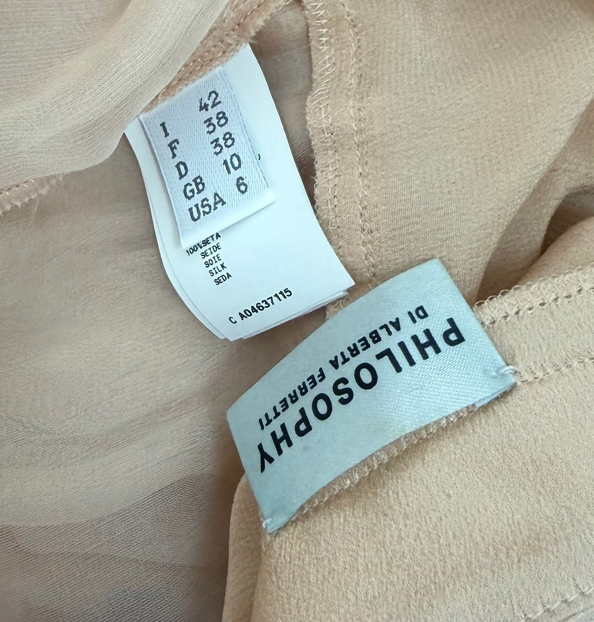PHILOSOPHY DI ALBERTA FERRETTI 2011 Vintage Silk Peach Ruffle Slip Gown