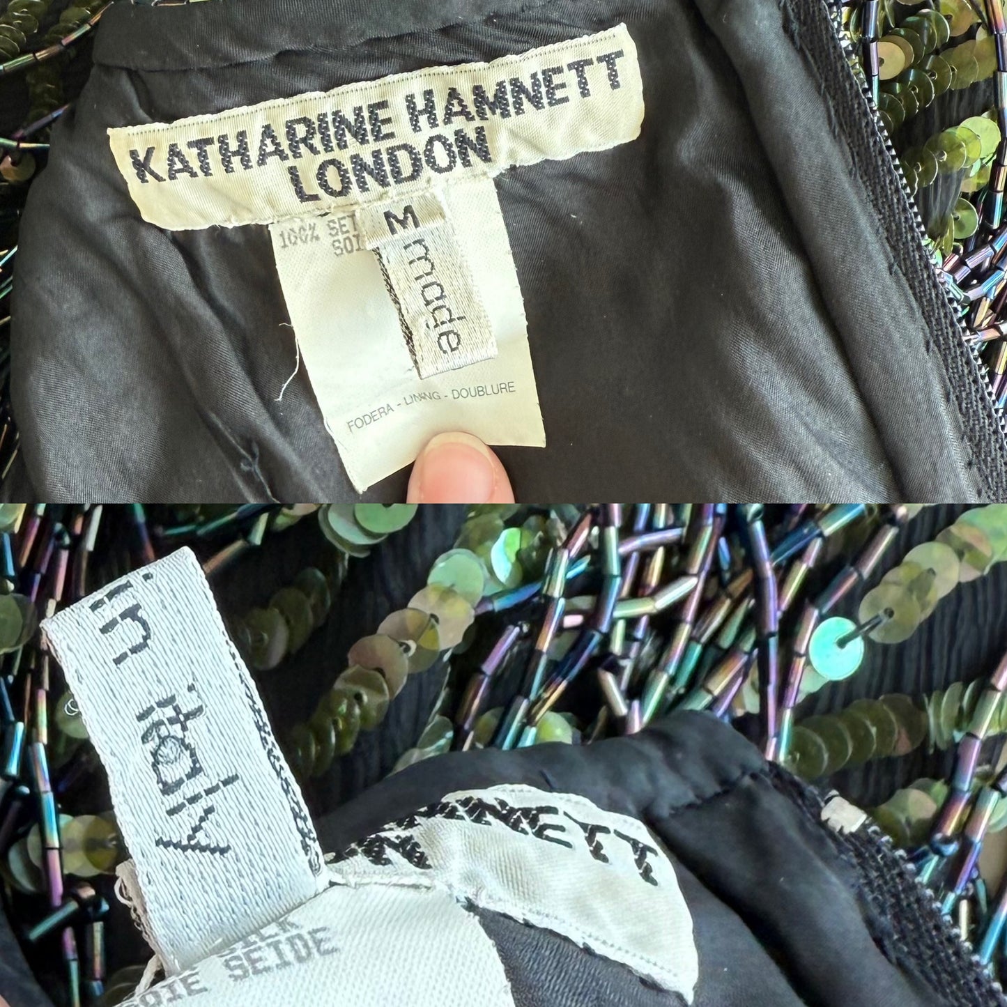 KATHARINE HAMNETT 1996 Vintage Runway Heavily Beaded Dress