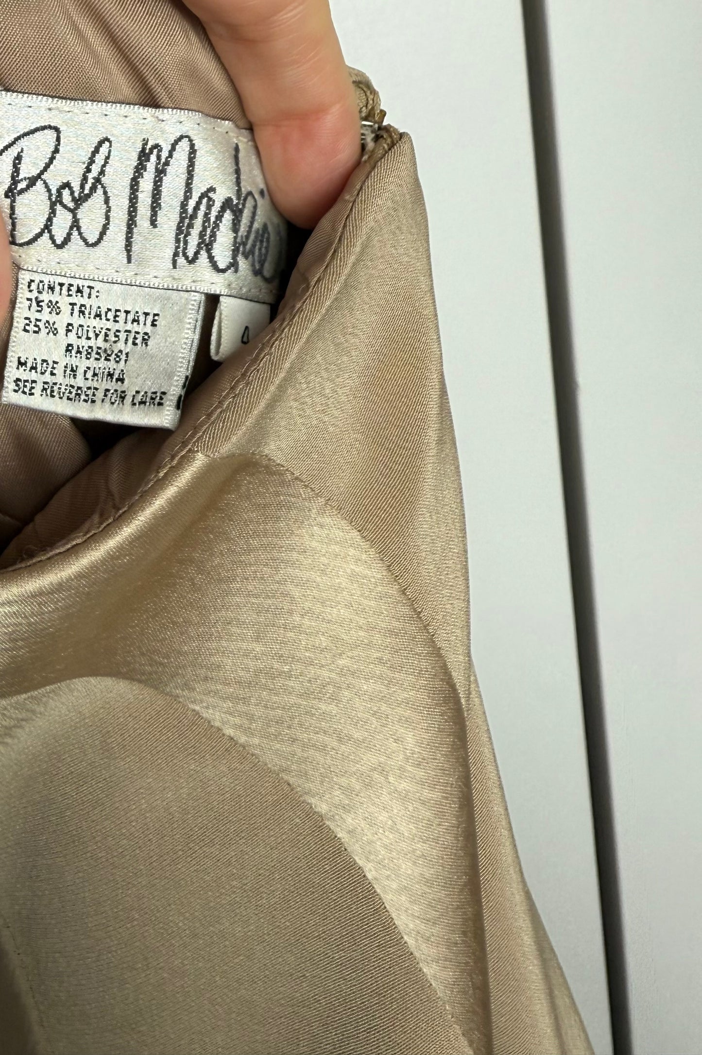 BOB MACKIE 1997 Vintage Runway Beige Evening Gown