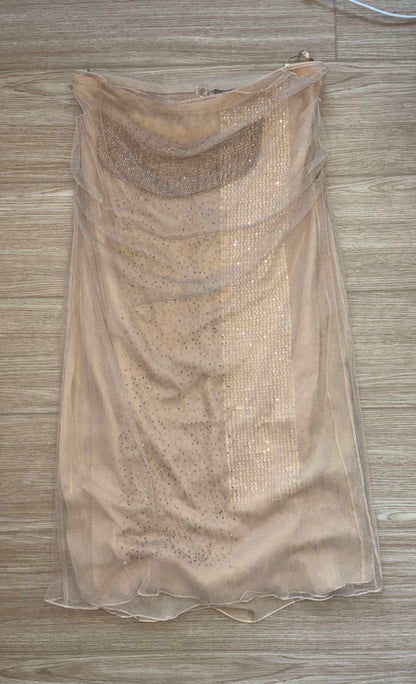 DONNA KARAN Vintage Sand Embellished Dress