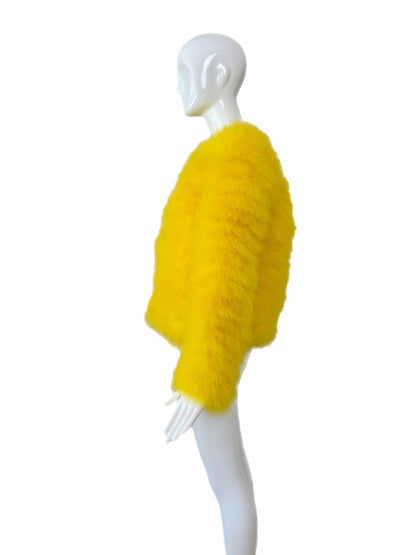 GUCCI by TOM FORD (USA ONLY) 2004 Vintage Runway Yellow Marabou Feather Jacket